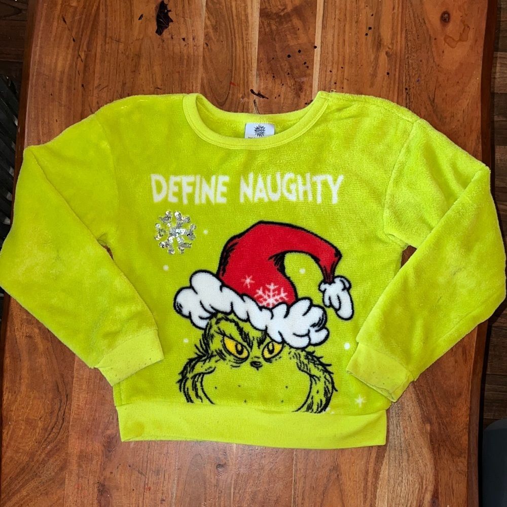 Kids 'Define Naughty' Grinch Sweatshirt - Lime Green